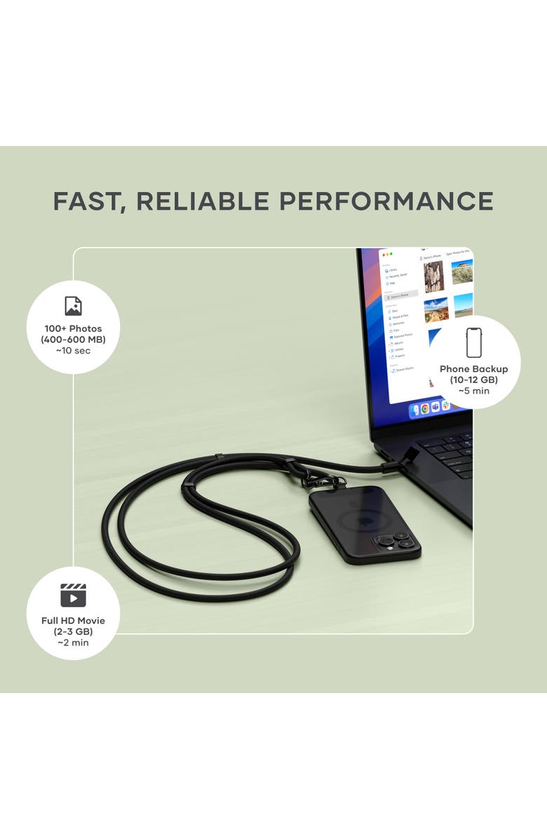 Satechi OntheGo USB C Lanyard Cable, Alternate, color, Black