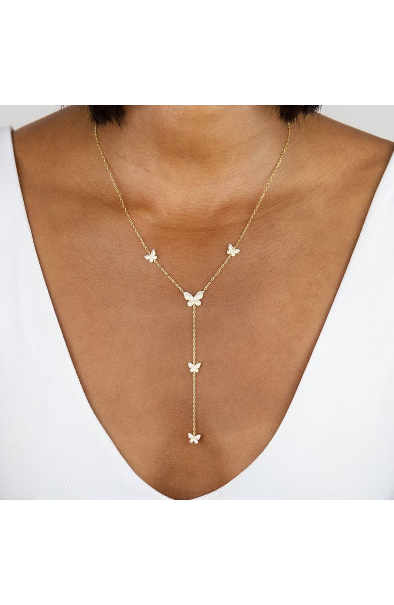 BY ADINA EDEN Pavé Butterfly Lariat Necklace, Alternate, color, Gold