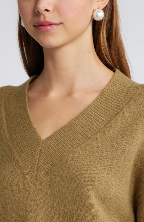 Open Edit V-neck Sweater In Olive Brine