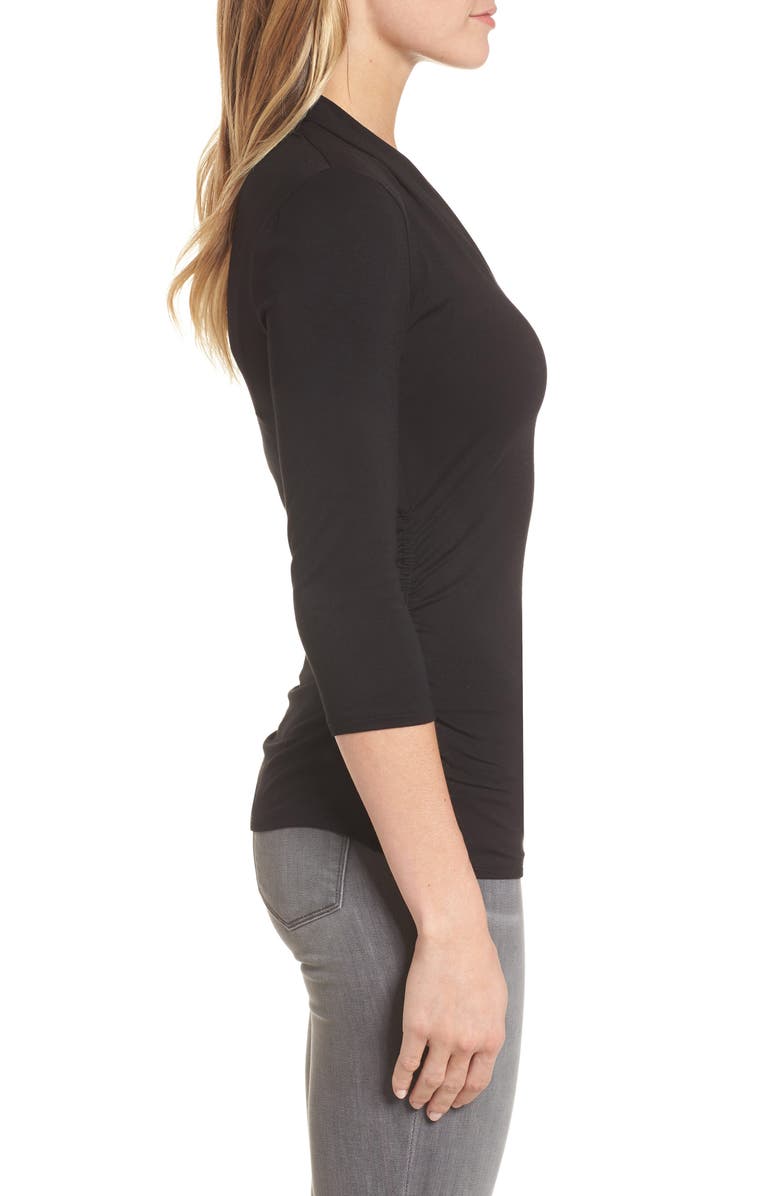 Vince Camuto Shoulder Pleat V-Neck Stretch Knit Top, Alternate, color, 