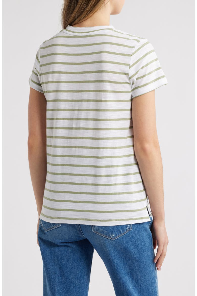 Cotton & Modal V-Neck T-Shirt, Alternate, color, WHITE- OLIVE JOSEPHINE STRIPE