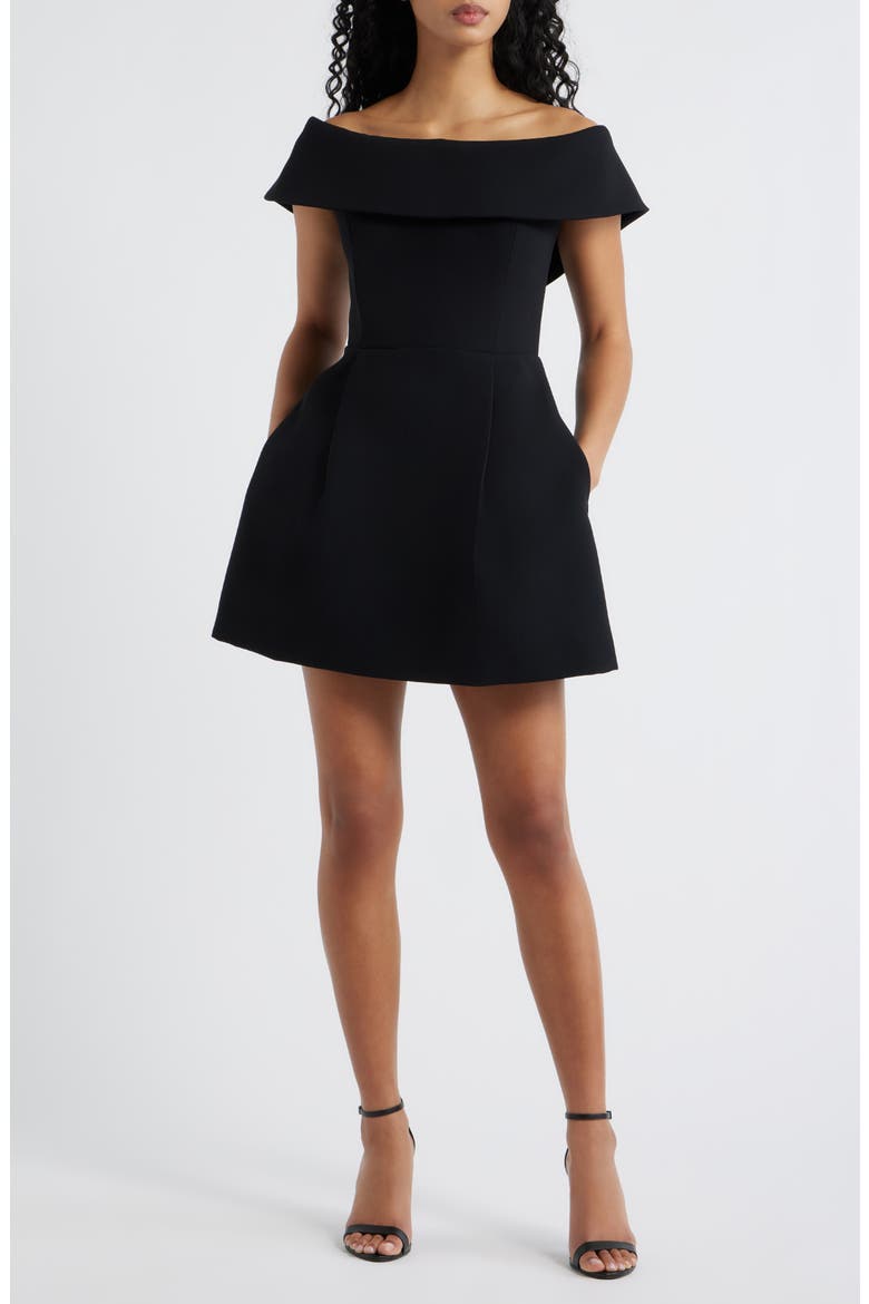 Erin Off the Shoulder Minidress, Main, color, BLACK