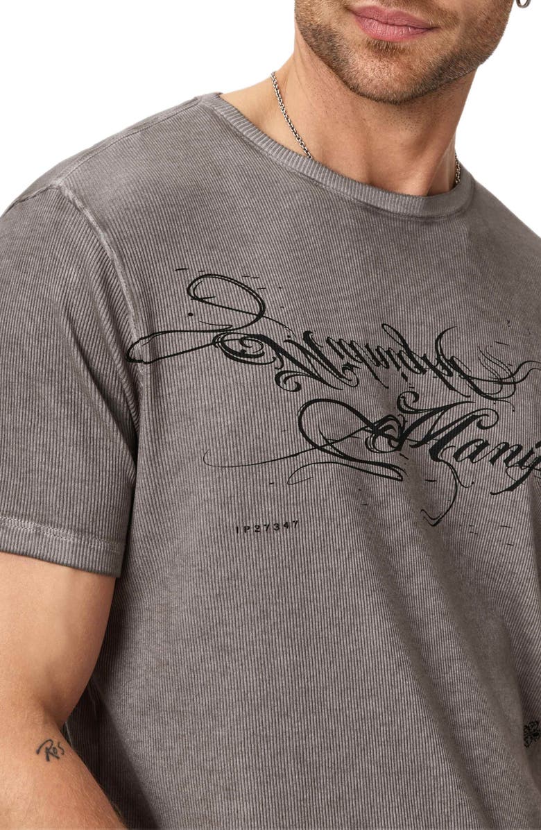 John Varvatos Cotton Blend Rib Graphic T-Shirt, Alternate, color, Coal