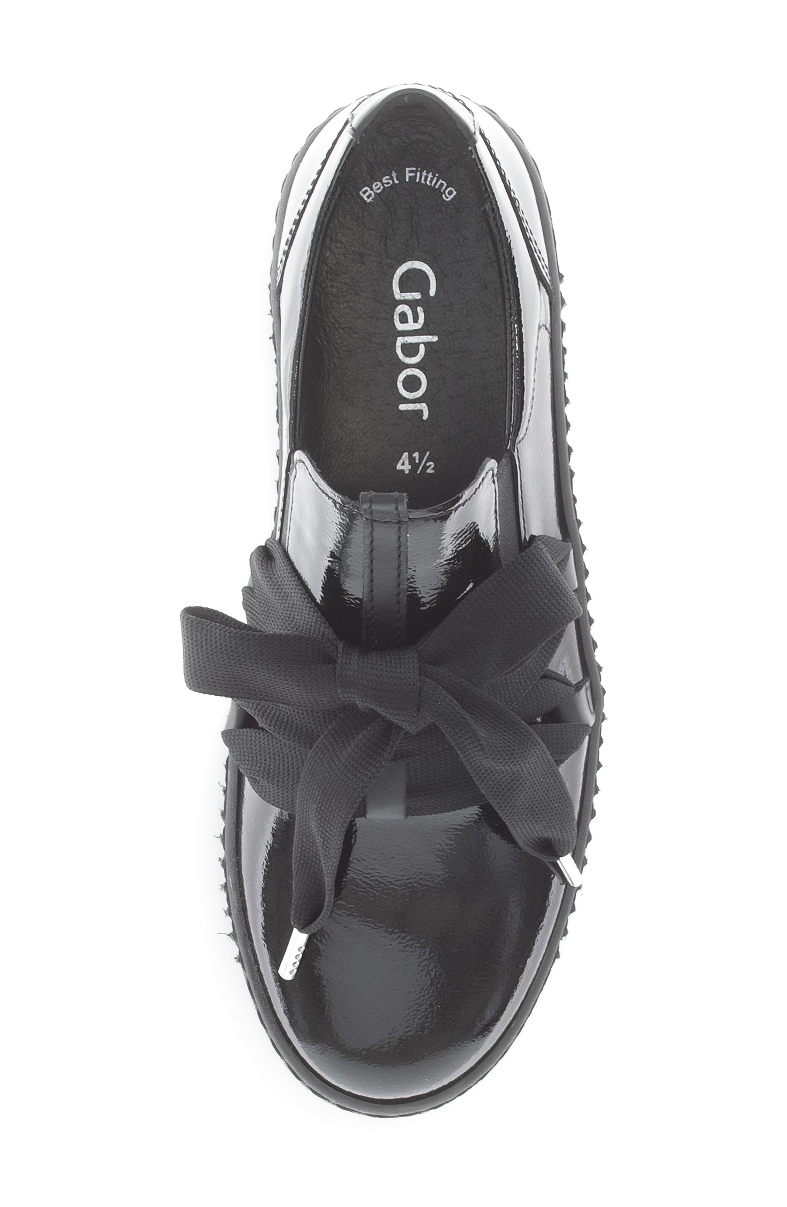 Gabor Leather Platform Sneaker, Alternate, color, Black Patent