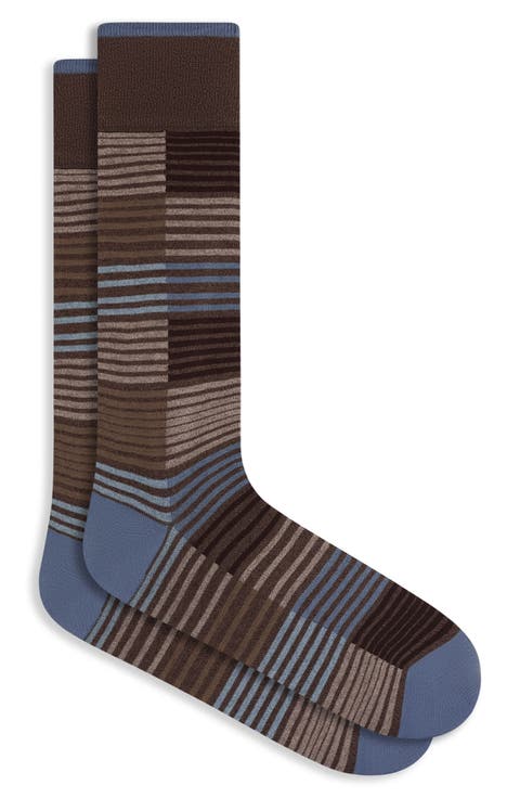 Stripe Cotton Blend Dress Socks