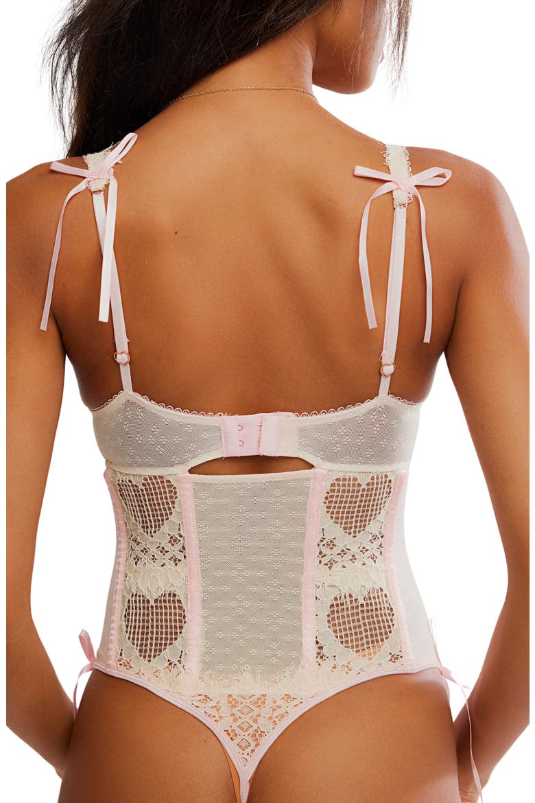 Sweet Love Lace Underwire Thong Teddy, Alternate, color, IVORY