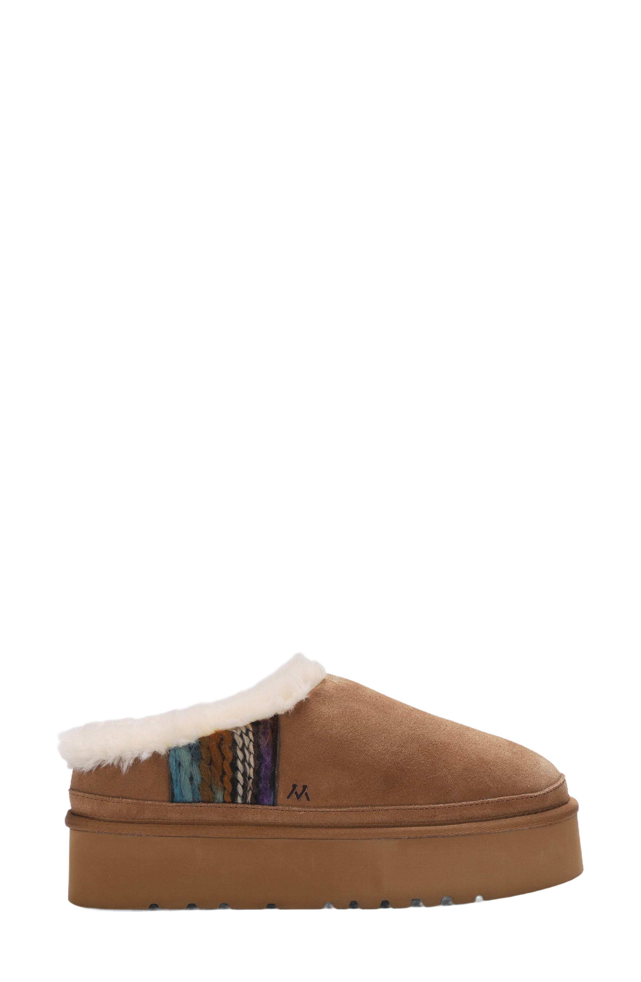 Suede Faux Fur Cuff Slipper, Alternate, color, CHESTNUT