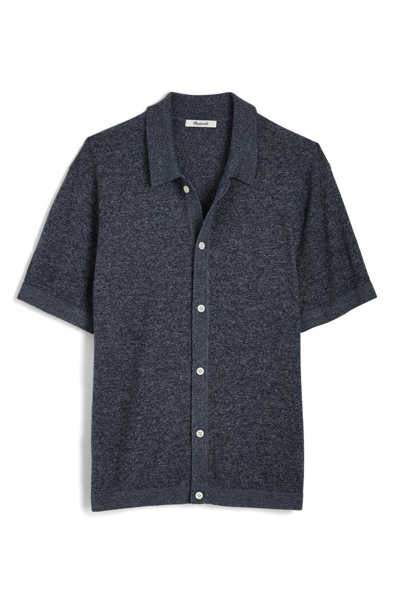 Madewell Marled Cotton Button-Up Sweater Polo, Alternate, color, Navy Marl