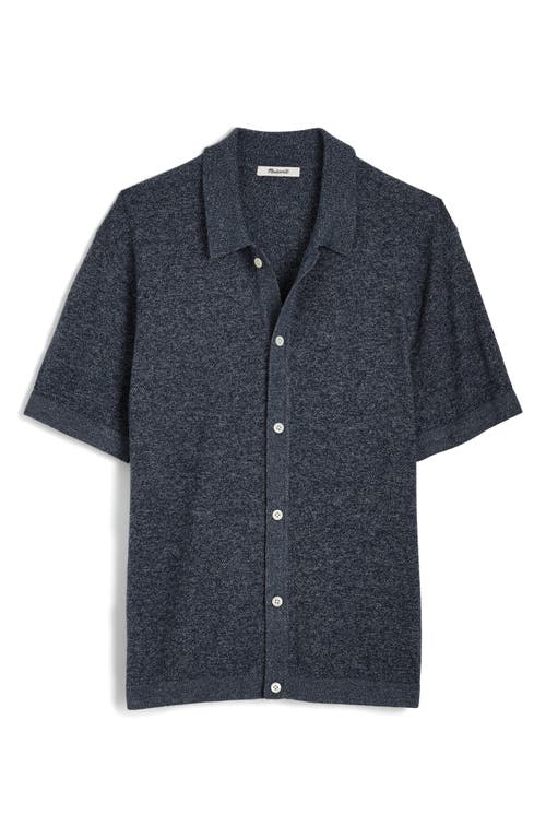 Madewell Marled Cotton Button-up Sweater Polo In Navy Marl