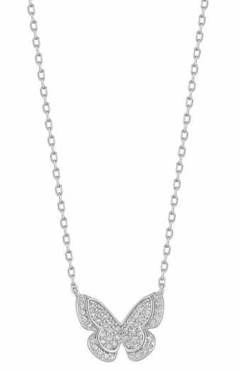 Pavé Cubic Zirconia Butterfly Pendant Necklace