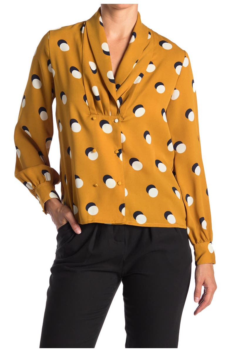 FRNCH Patterned Shawl Collar Blouse, Main, color, 