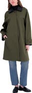 Tahari Ingrid Faux Leather Trim Rain Coat