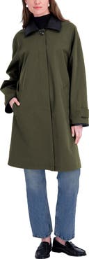 Tahari Ingrid Faux Leather Trim Rain Coat