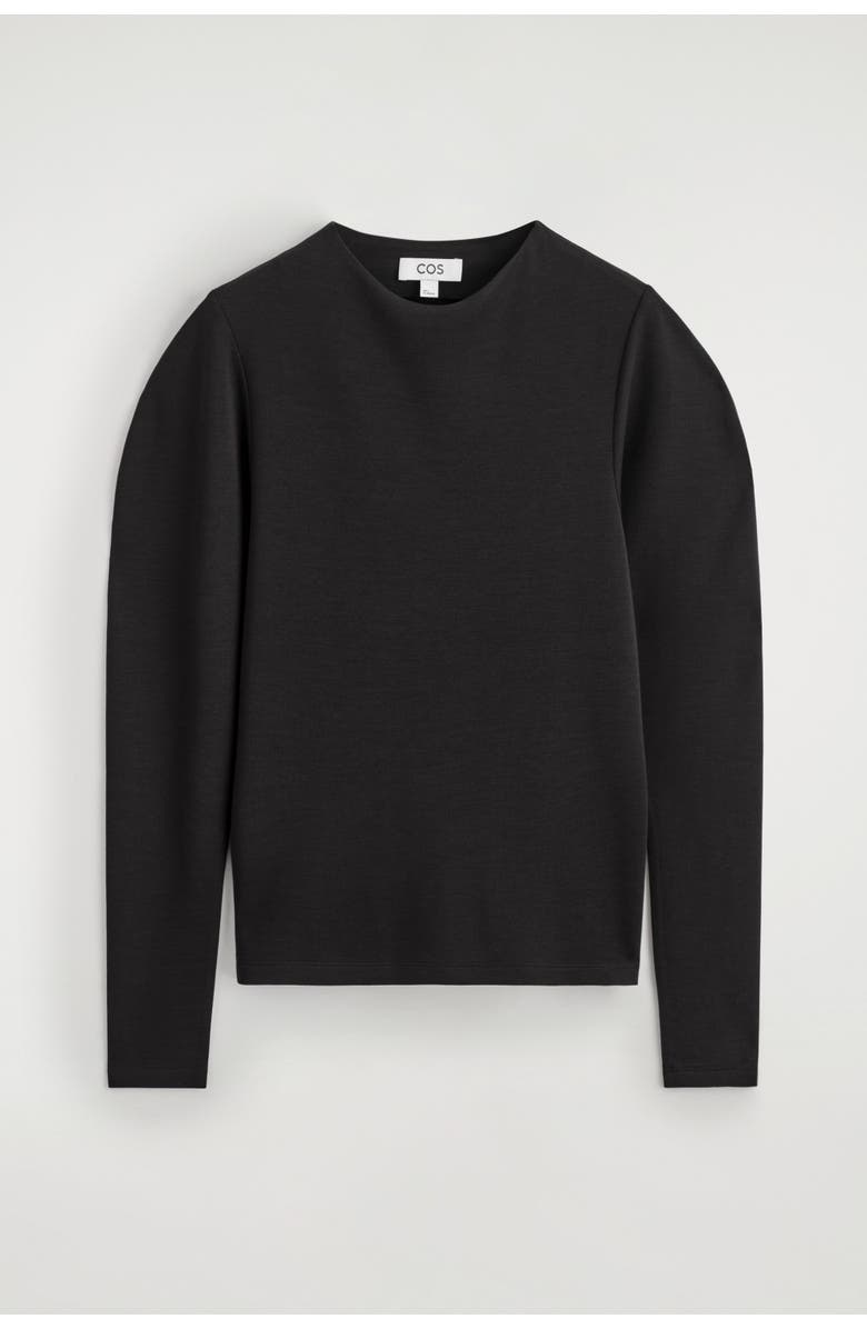 COS Rounded-Sleeve Top, Alternate, color, Black