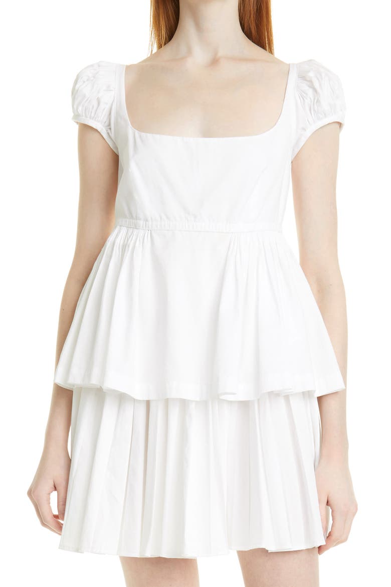 Puff Sleeve Peplum Top, Main, color, WAXFLOWER