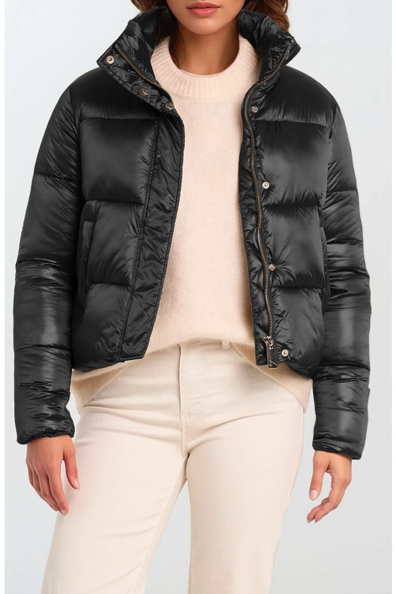 Coco-El Water Resistant Crop Puffer Jacket, Main, color, BLACK