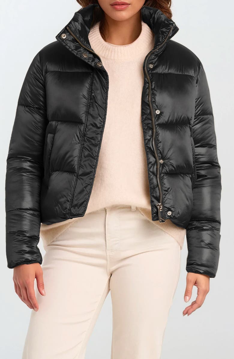 Noize Coco-El Water Resistant Crop Puffer Jacket, Main, color, Black