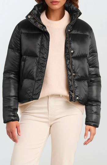 Noize Coco-el Water Resistant Crop Puffer Jacket In Black