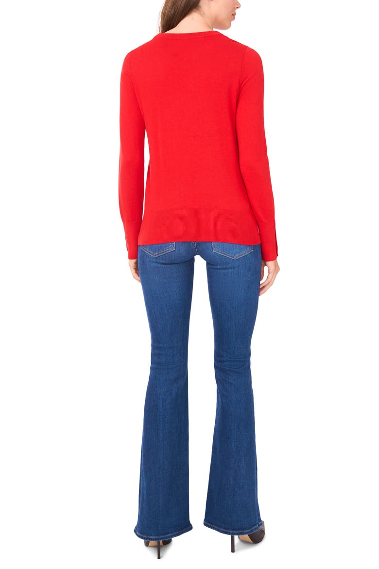 Button Cuff Cotton Blend Sweater, Alternate, color, CLASSIC CHERRY