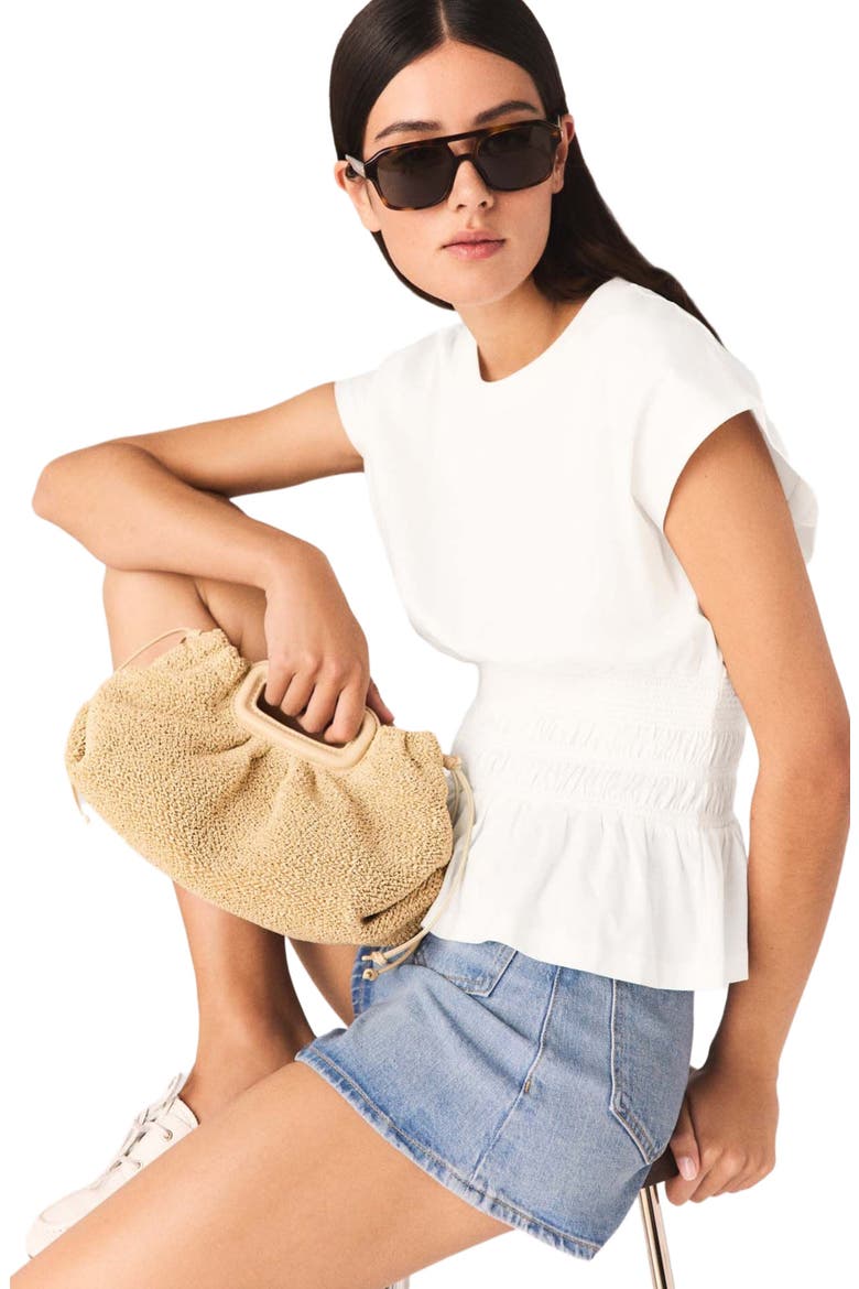 Fitted pleated T-shirt, Alternate, color, White