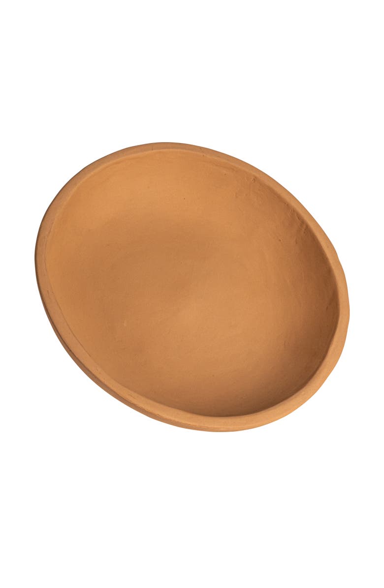 Storied Home Boho Shallow Terracotta Serving Bowl, Distressed Finish, Main, color, Brown