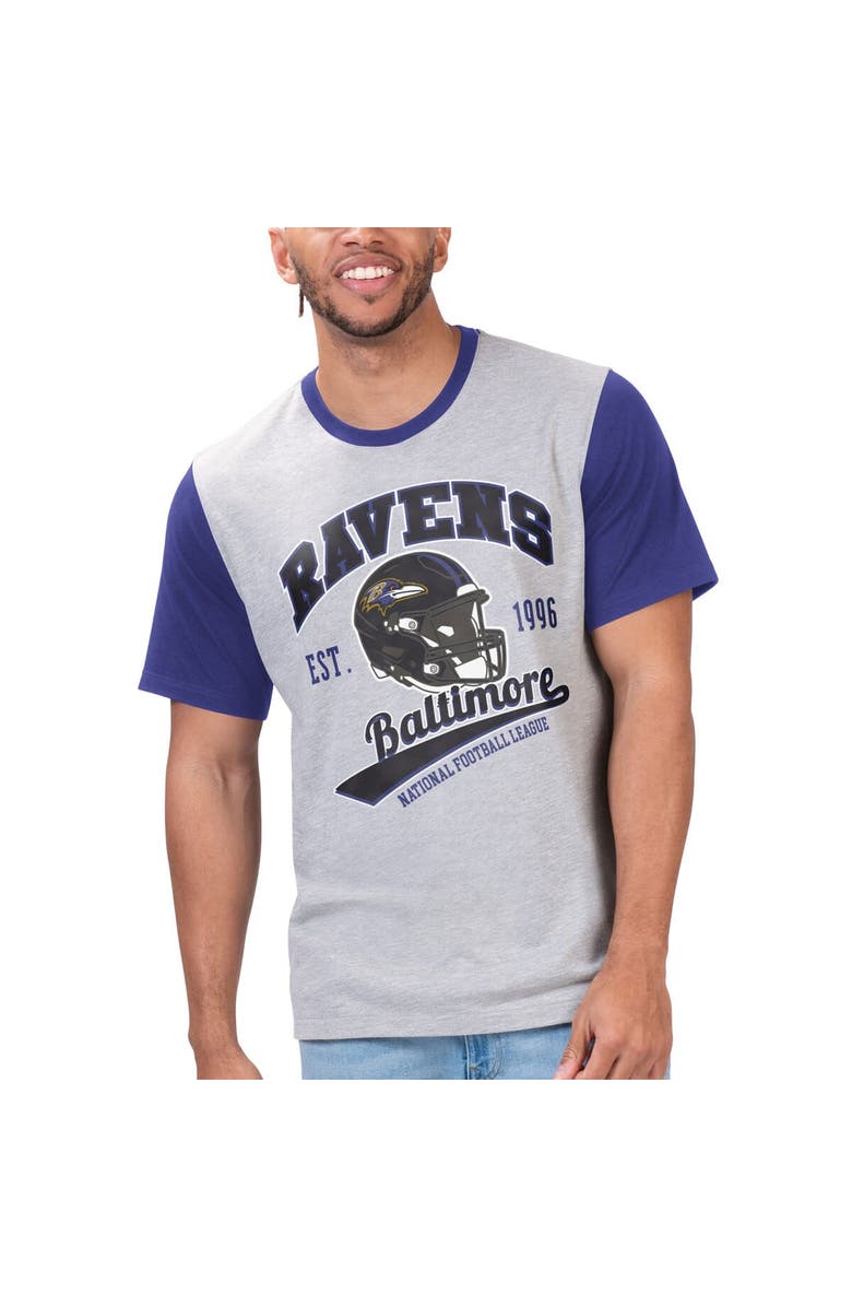 G-III SPORTS BY CARL BANKS Men's G-III Sports by Carl Banks Heather Gray Baltimore Ravens Black Label T-Shirt, Alternate, color, 