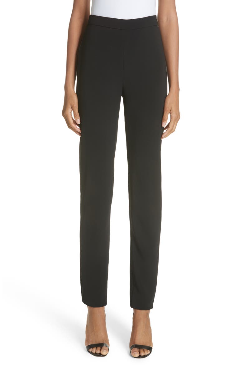 Stretch Crepe Cigarette Pants, Main, color, BLACK