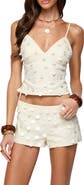 EDIKTED Arielle Iridescent Disc Detail Open Back Top