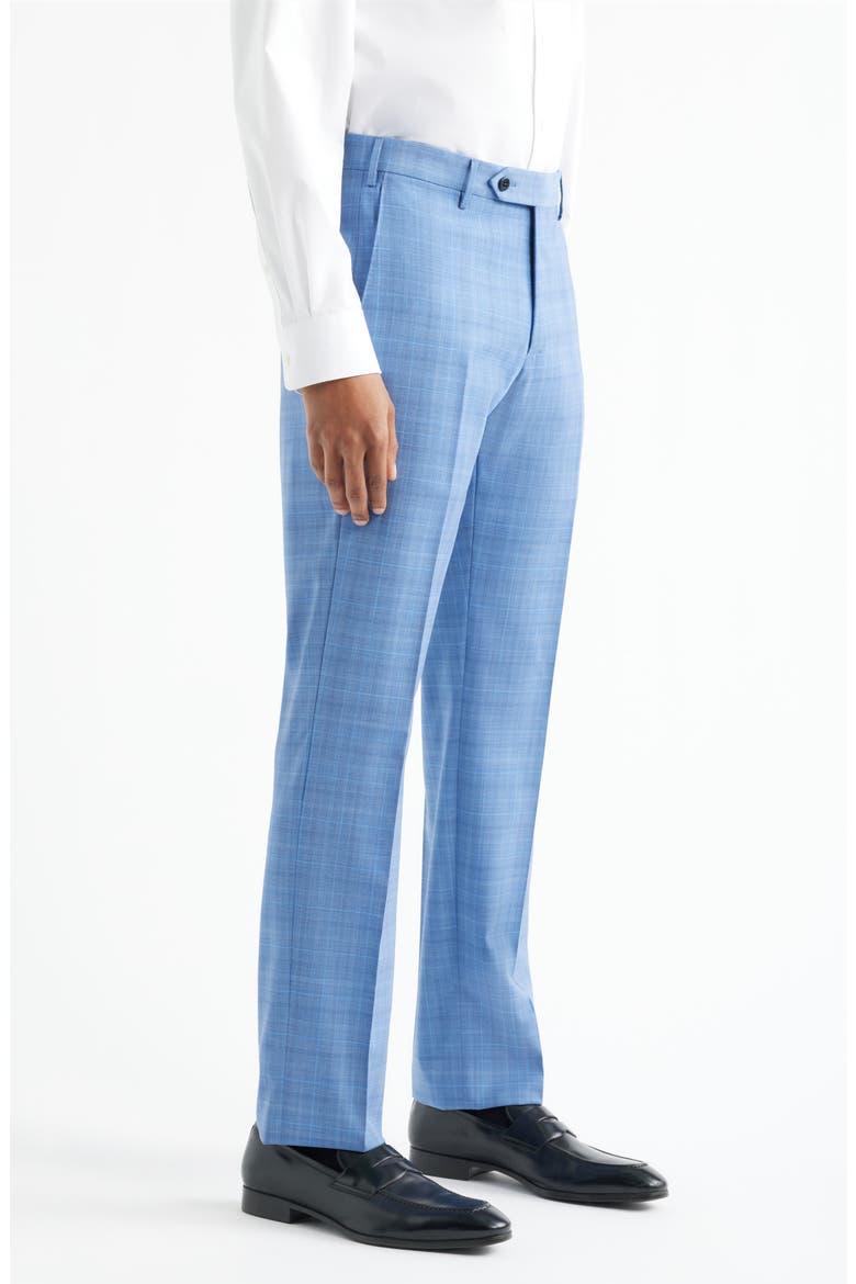 Parker Flat Front Plaid Wool Dress Pants, Alternate, color, BLUE