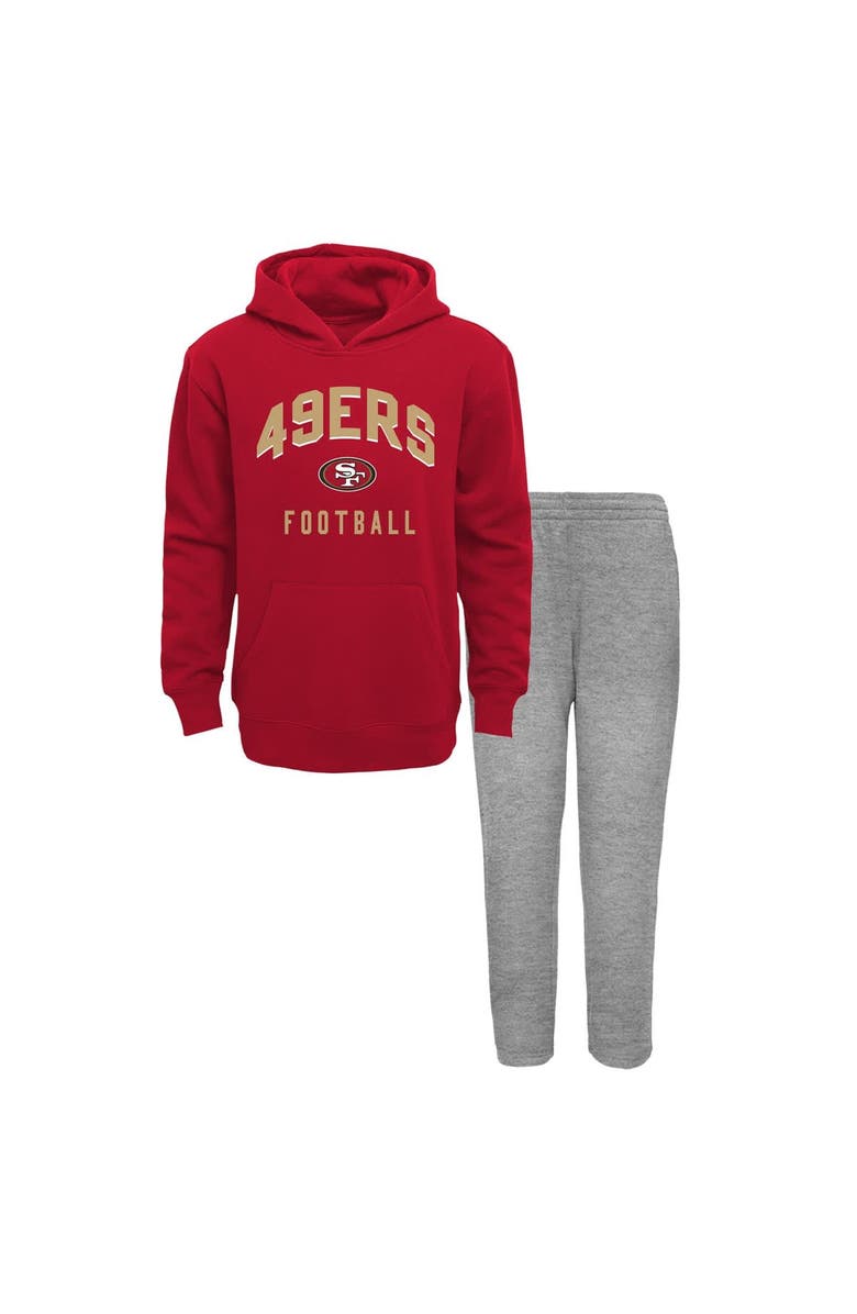 Outerstuff Toddler Scarlet/Heather Gray San Francisco 49ers Play by Play Pullover Hoodie & Pants Set, Alternate, color,