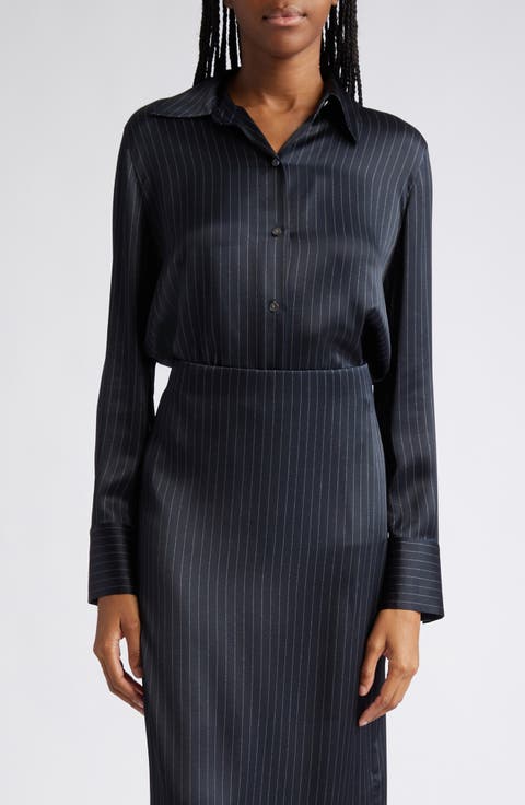 Pinstripe Button-Up Shirt