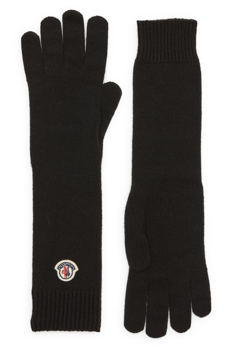 Wool & Cashmere Knit Long Gloves, Main, color, BLACK