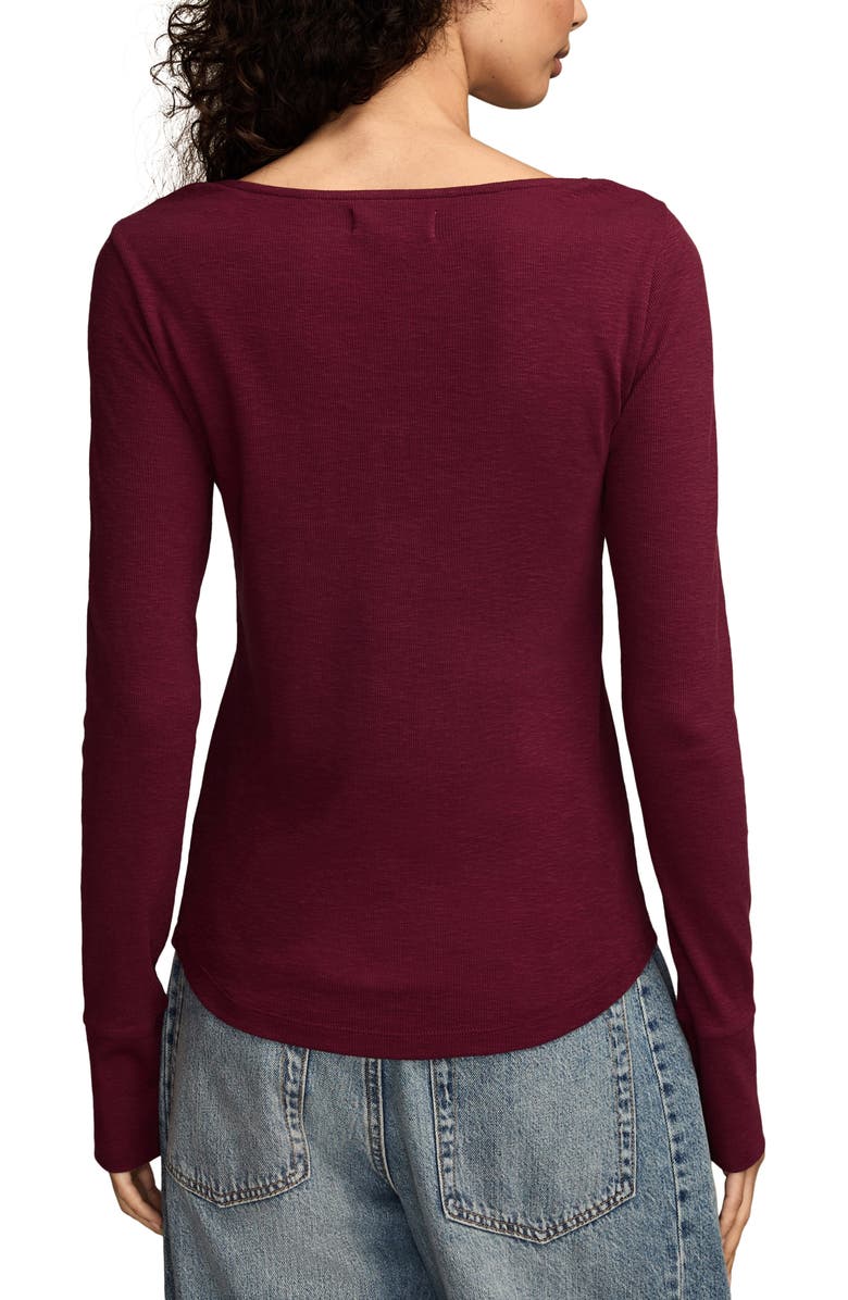 Lucky Brand Lace Yoke Cotton Henley, Alternate, color, Windsor Wine