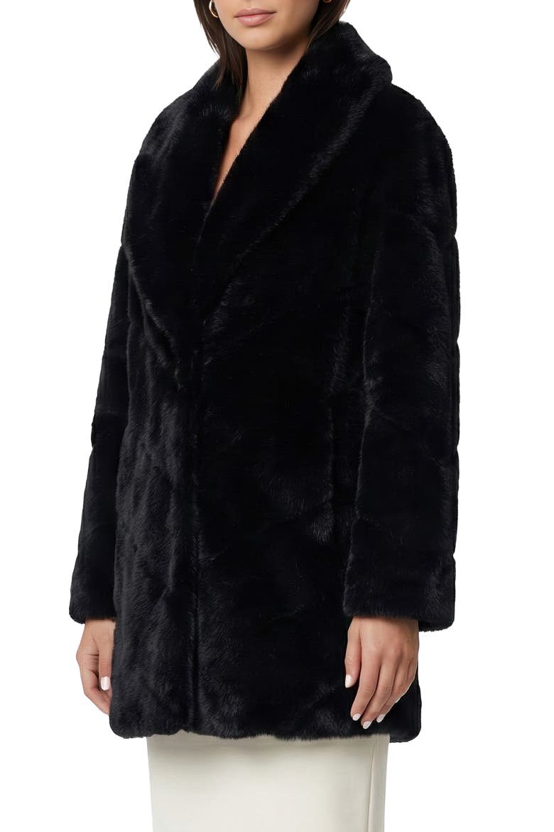 Fur-Free Mink (Faux Fur) Chevron Stroller, Shawl Collar, Alternate, color, BLACK