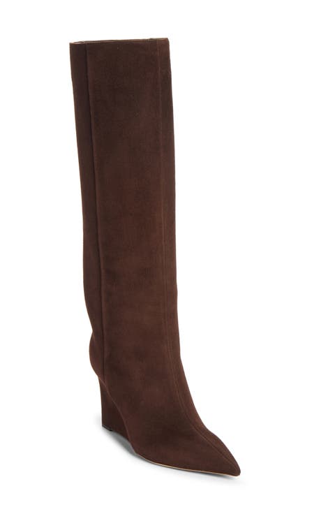 Blake Pointed Toe Knee High Wedge Boot