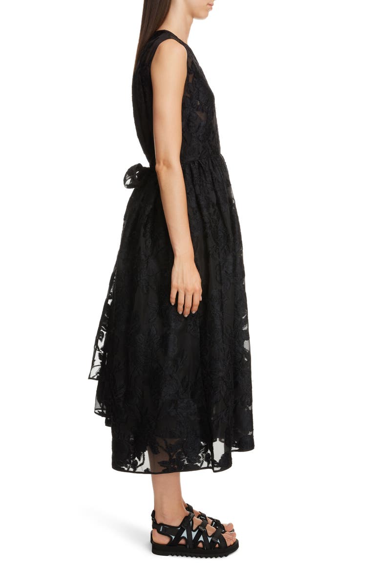 Emma Floral Jacquard Midi Dress, Alternate, color, BLACK