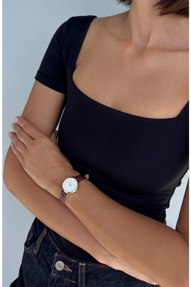 Oslo Quartz Watch, 28mm, Alternate, color, BROWN/ GOLD/ WHITE