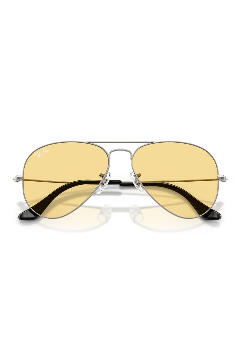 58mm Aviator Sunglasses, Main, color, GUNMETAL / YELLOW