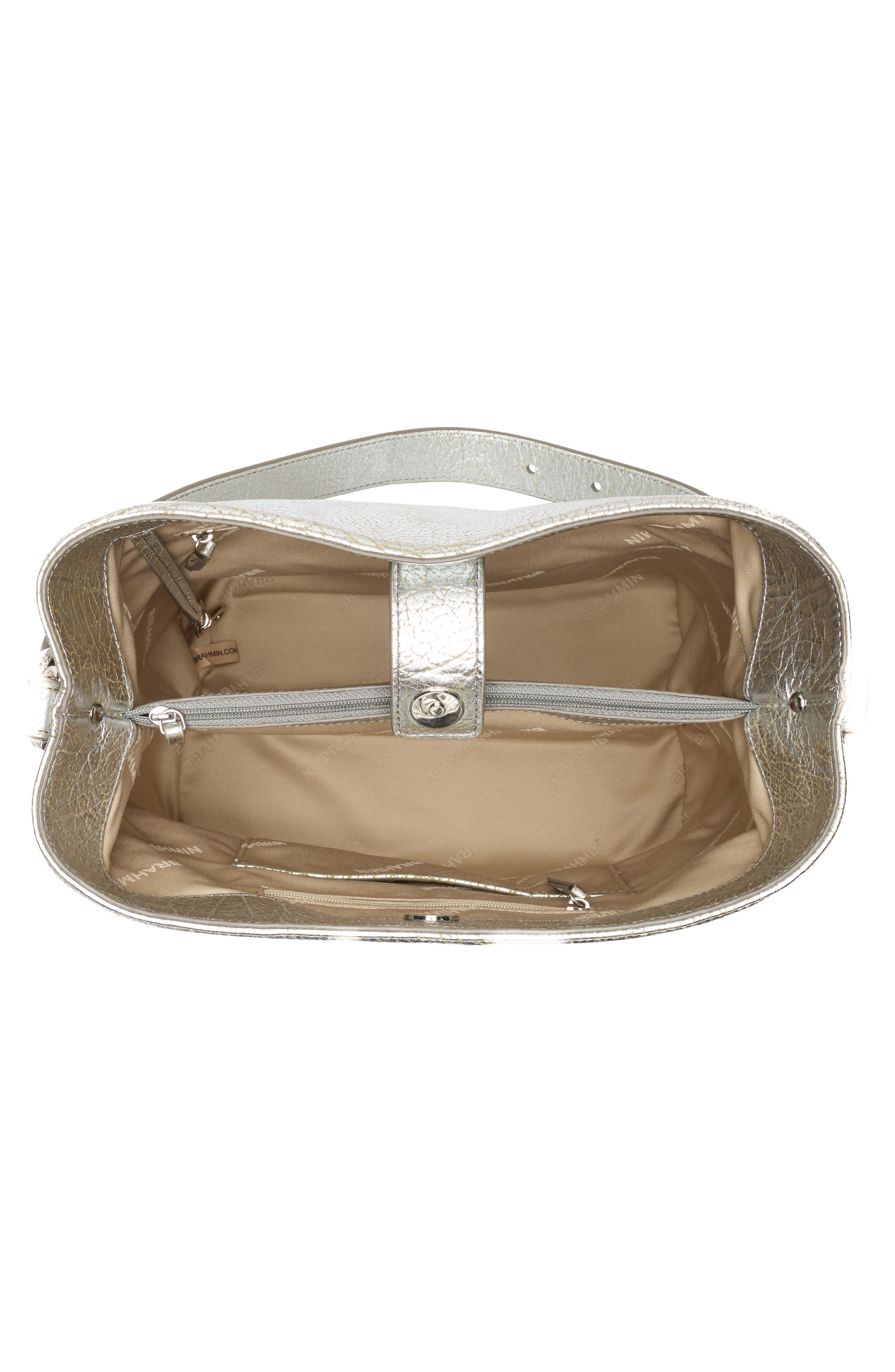 Celina Metallic Leather Bag, Alternate, color, SILVER DUCHESS