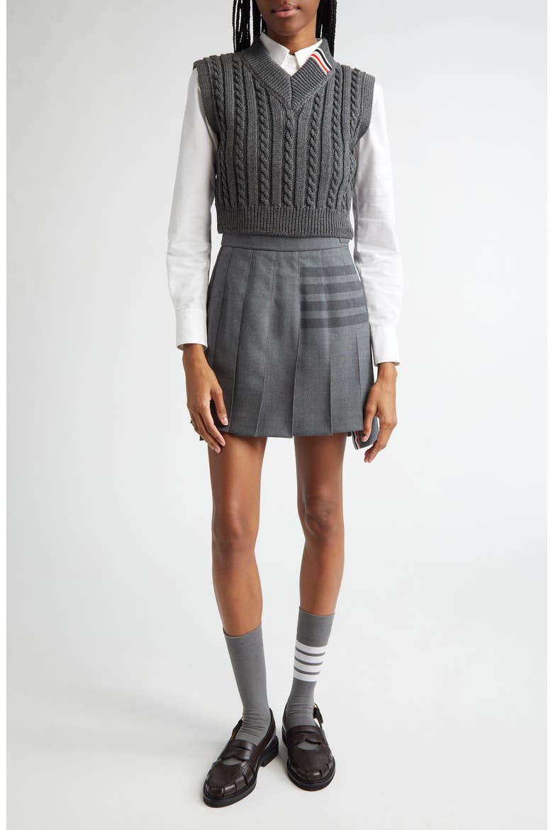 Cable Knit Virgin Wool Sweater Vest, Alternate, color, MEDIUM GREY