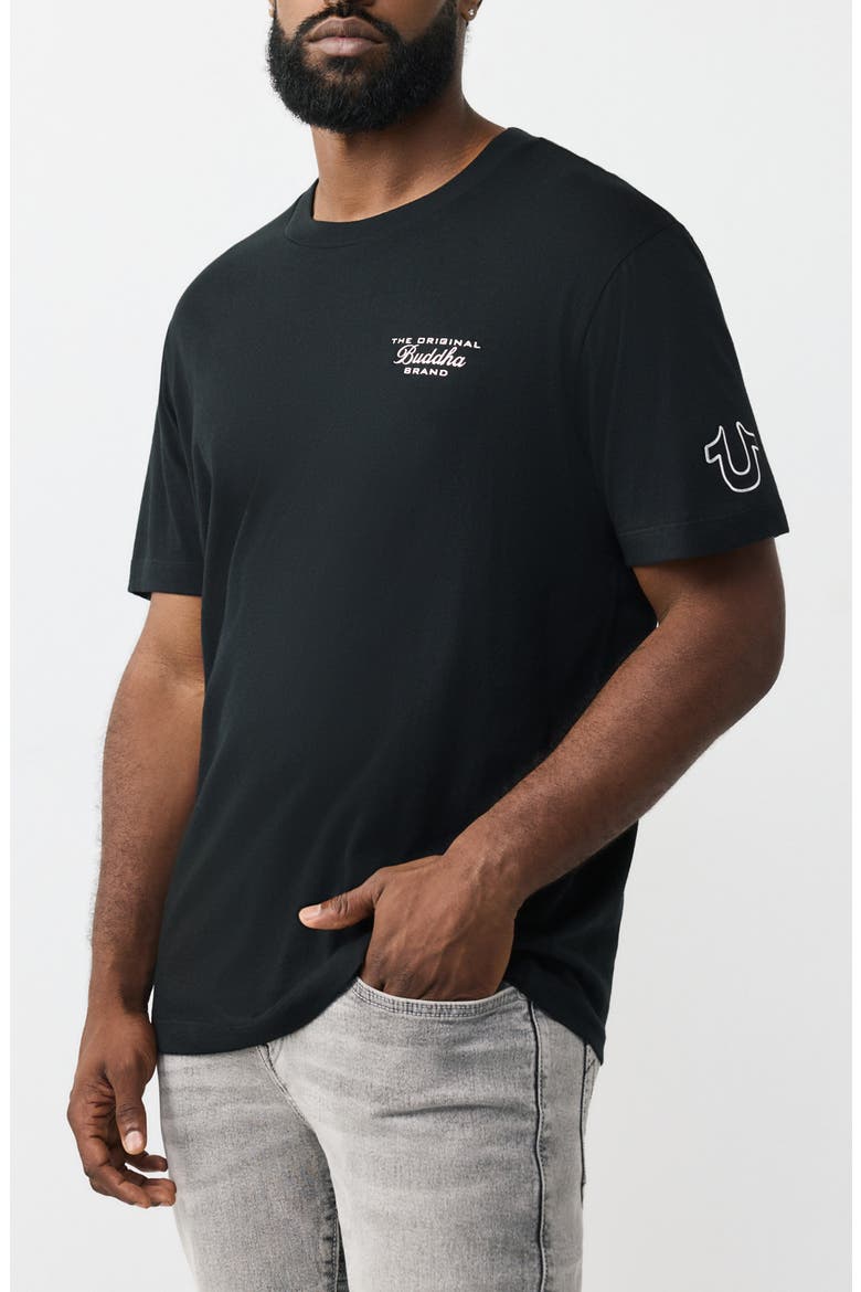 Envision Script Buddha Graphic T-Shirt, Alternate, color, JET BLACK