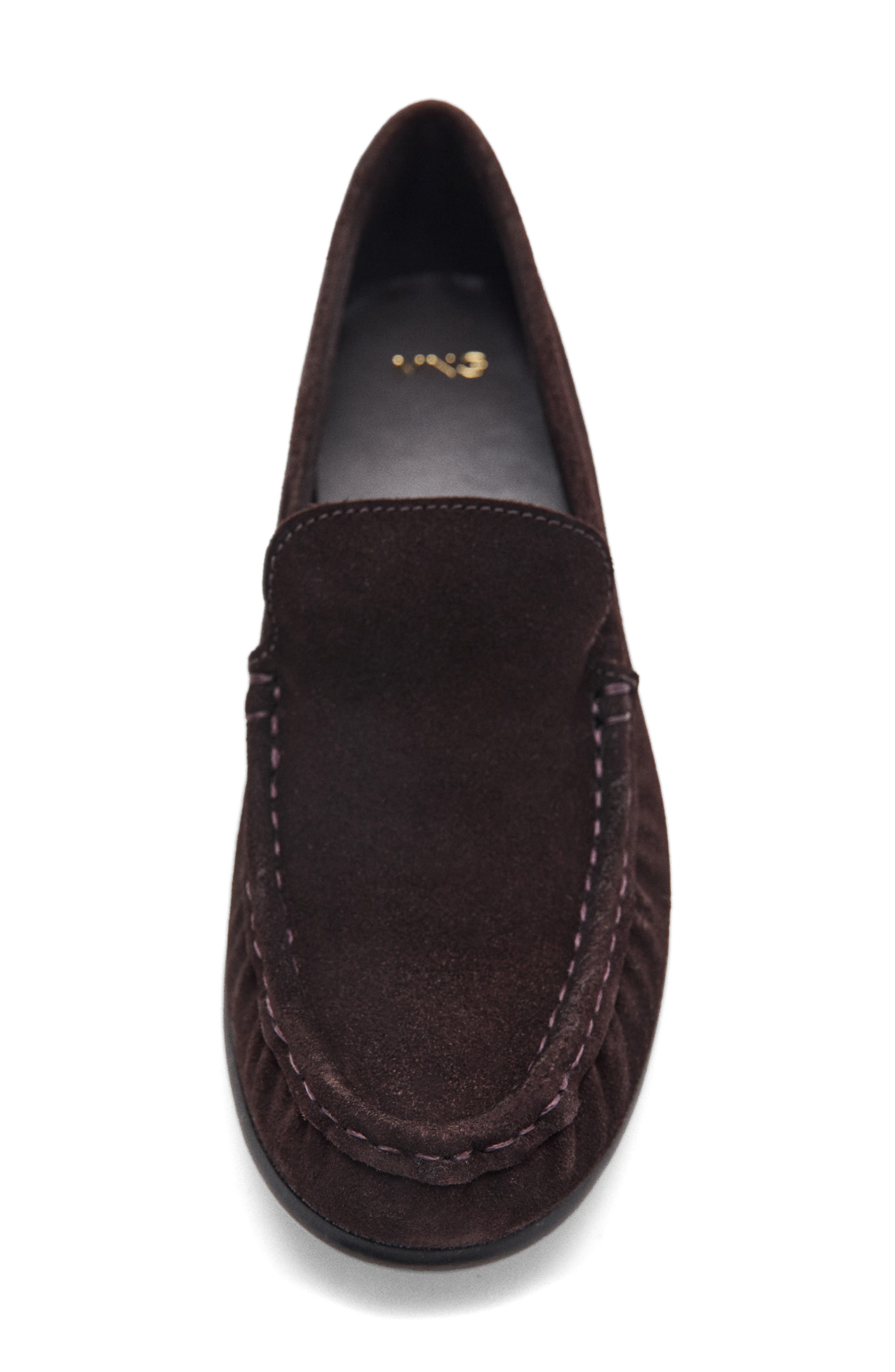 MANGO Gathered Suede Loafer, Alternate, color, Chocolate