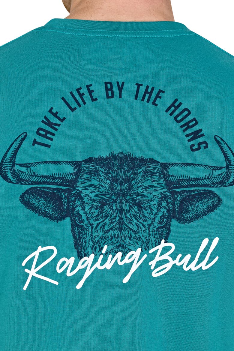 YFC Bull Horns Back Print T-Shirt, Alternate, color, Teal