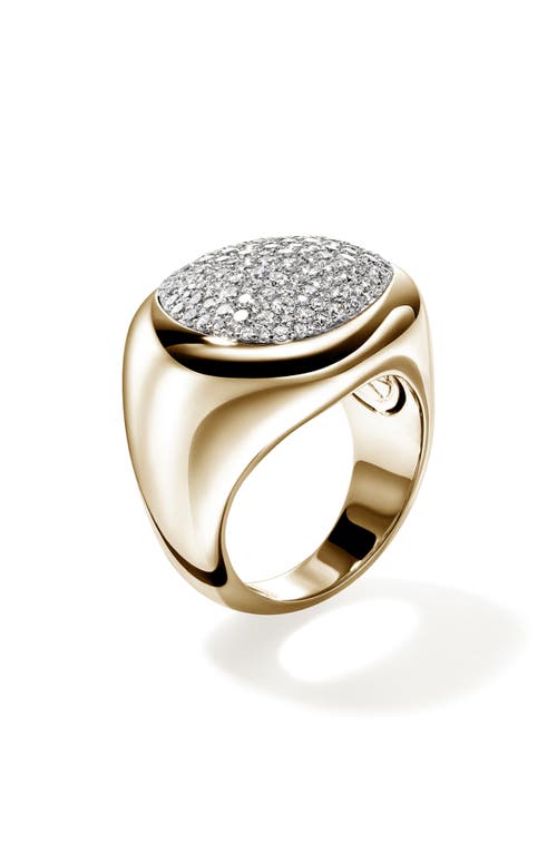 John Hardy Pebble Ring, Gold, Diamonds 