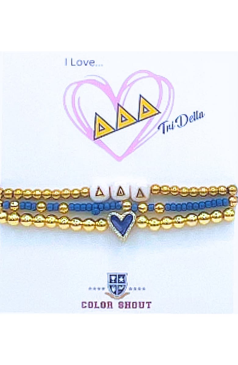 Color Shout Delta Delta Delta Love My Sorority Bracelet Stack, Main, color, Yellow Gold