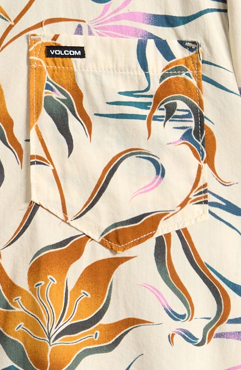 Volcom Kids' Brain Melter Short Sleeve Button-Up Shirt, Alternate, color, Off White