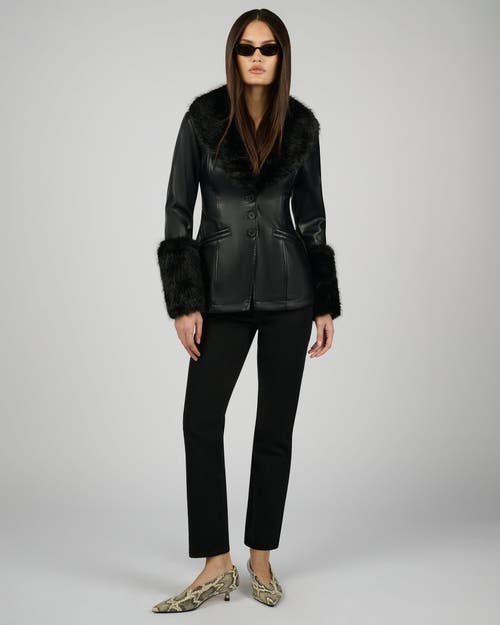 Weworewhat Fur Collar Jacket In Black