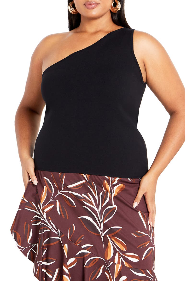 Louisa One-Shoulder Top, Main, color, BLACK