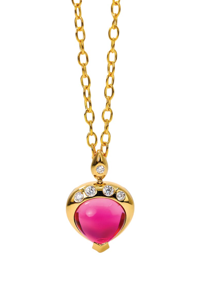 18K Gold Grand Gumdrop Pendant Necklace, Main, color, PINK TOURMALINE