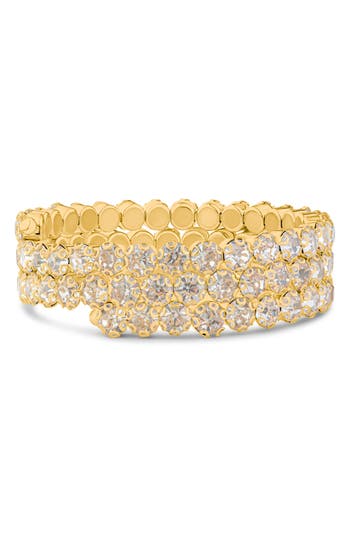 Jardin Crystal Flex Wrap Bracelet In Clear Gold